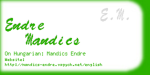 endre mandics business card